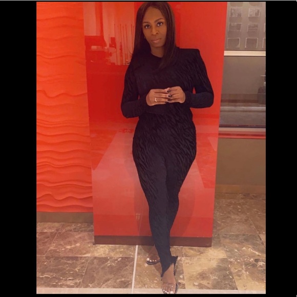 Black suede jumpsuit - Picture 2 of 4